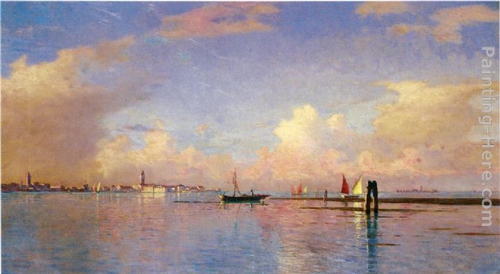 Sunset on the Grand Canal, Venice painting - William Stanley Haseltine Sunset on the Grand Canal, Venice art painting